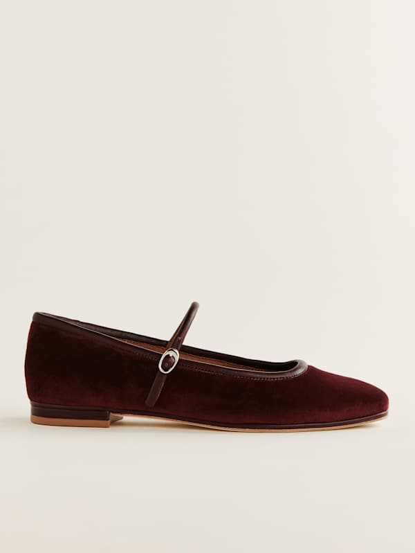Charlie Ballet Flat - Dark Cherry Velvet